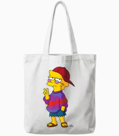 The Simpsons Cool Kid Lisa Tote Bags - White