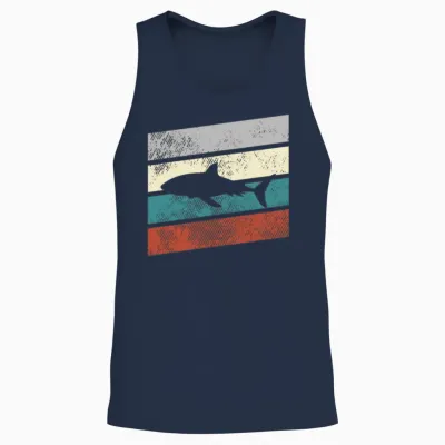Dolphin Retro Unisex Tank Top - Navy