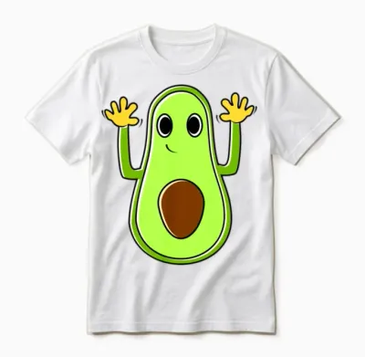 Funny Avocado Cartoon Unisex T-Shirt - White
