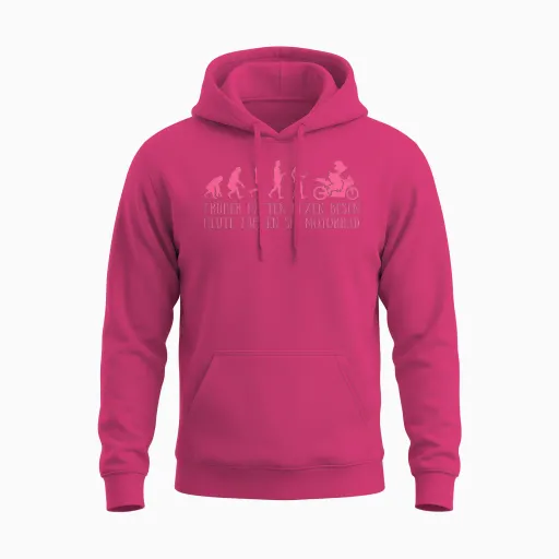 Früher Hatten Hexen Besen Motorrad Bikerin Evolution Spruch Unisex Hoodie in Heliconia