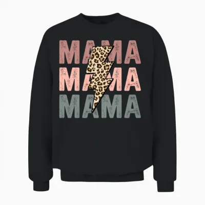 Retro Vintage Leopard Mama Unisex Sweatshirt - Black