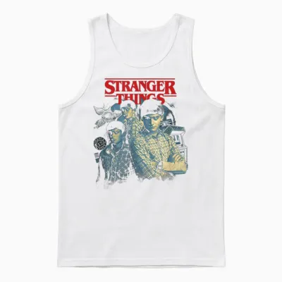 Stranger Things Will Byers Collage Retro Big Chest Portrait Unisex Tank Top - White