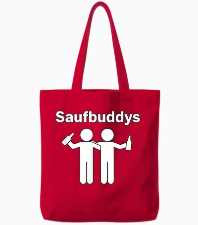 Saufen Saufbuddy Party Alkohol Bier Trinker Lustiger Spruch Tote Bags - Red