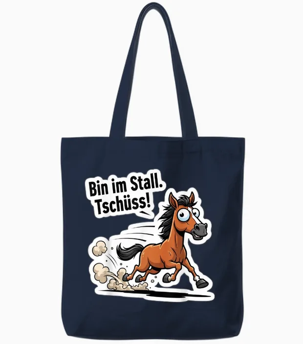 Funny Horse Design - Bin Im Stall Tsch! Tote Bags in Navy