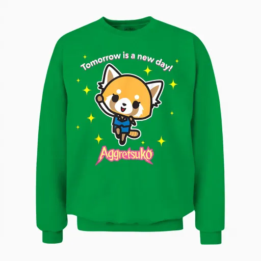Aggretsuko "tomorrow Is a New Day" Unisex Sweatshirt in Irish Green