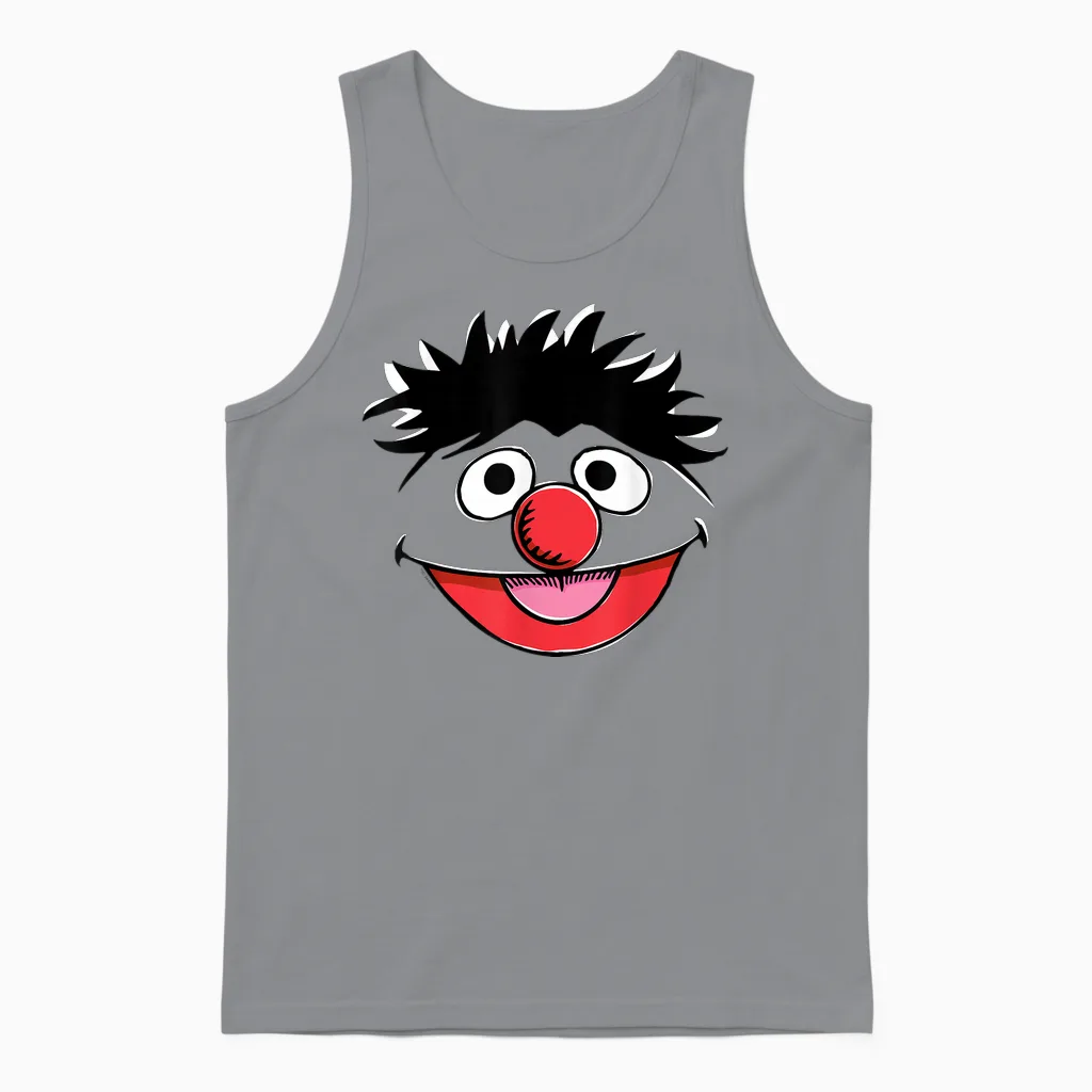 Sesame Street Ernie Retro Sketch Face Unisex Tank Top in Sport Grey