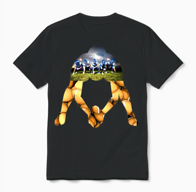 Football Offensive Line - Center Silhouette Unisex T-Shirt in Black