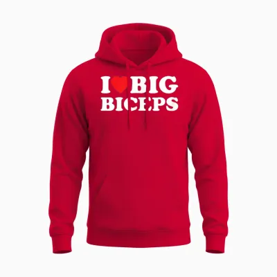 I Love Big Biceps Gym and Sports Unisex Hoodie - Red