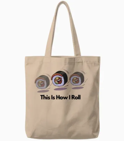Kawaii Sushi Roll Trio Tote Bags - Natural