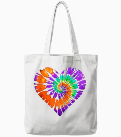 Halloween Heart Tie Dye Colorful Boys Girls Kids T-Shirt, Black, S Tote Bags - White
