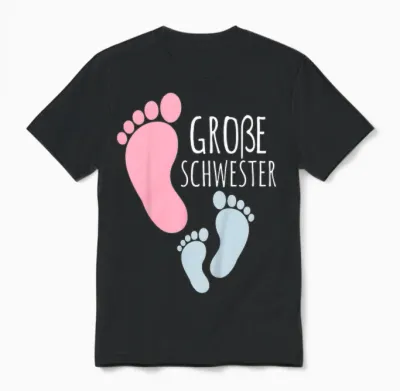Kinder Große Schwester Kleiner Bruder Fußabdrücke Große Schwester Unisex T-Shirt - Black