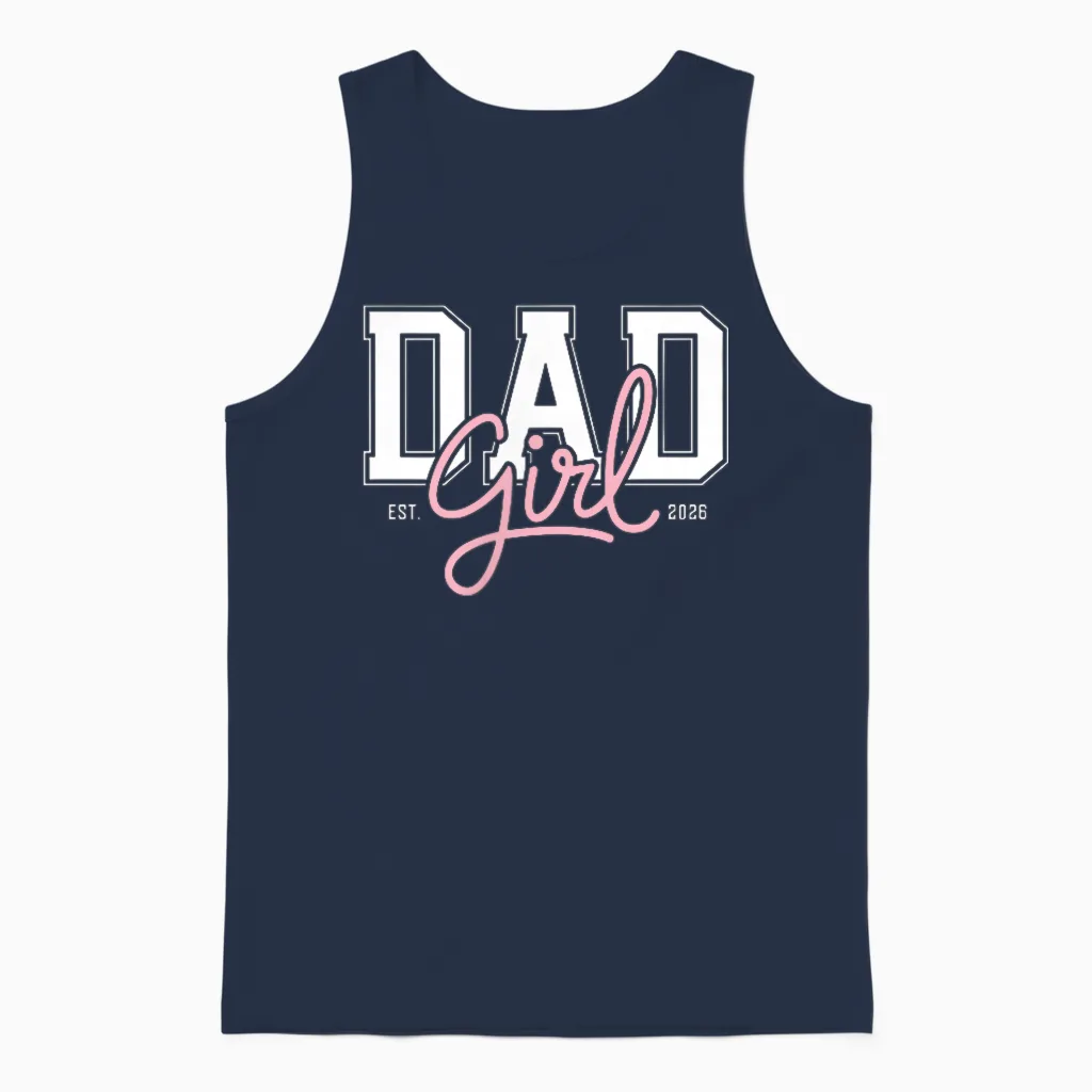 Soon to Be Daddy of Baby Girl 2026 Promoted to Daddy New Dad Unisex Tank Top in Navy