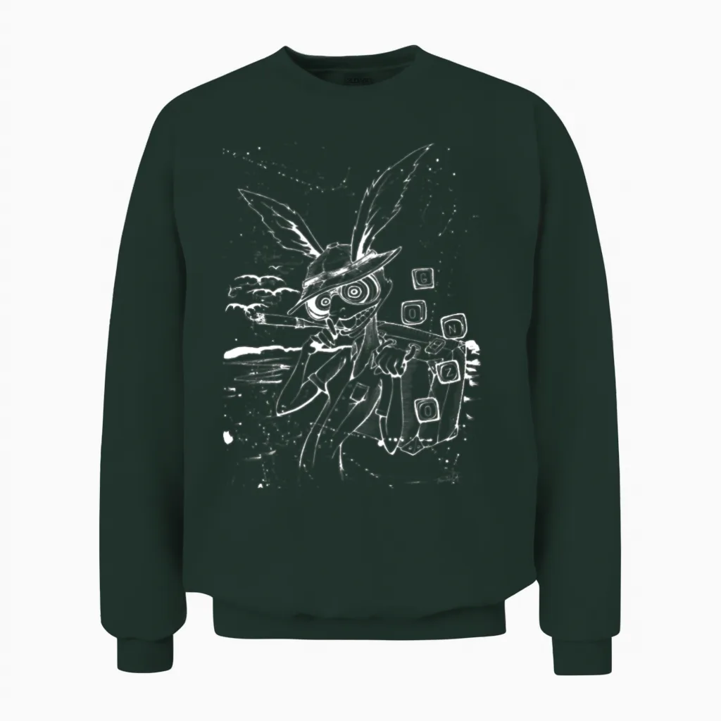 Down the Rabbit Hole White Unisex Sweatshirt in Forest