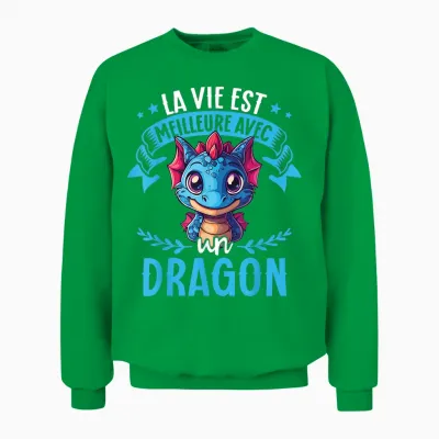Je M'en Fous Je Suis Un Dragon - Cute Dragon T-Shirt, Black, S Unisex Sweatshirt - Irish Green