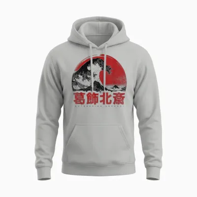 Japanisches Hokusai Japan Die Große Welle Vor Kanagawa Unisex Hoodie - Ash
