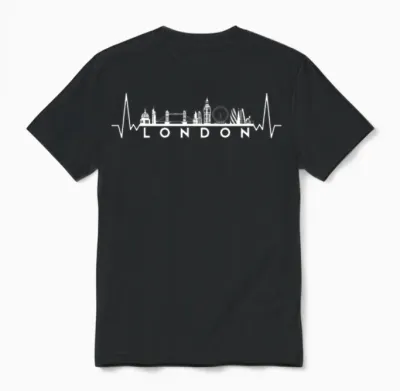 Heartbeat Skyline Uk London Unisex T-Shirt - Black