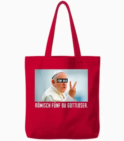 Fünf Bier Römisch Fünf Du Gottloser Lustiges Papst Tote Bags - Red