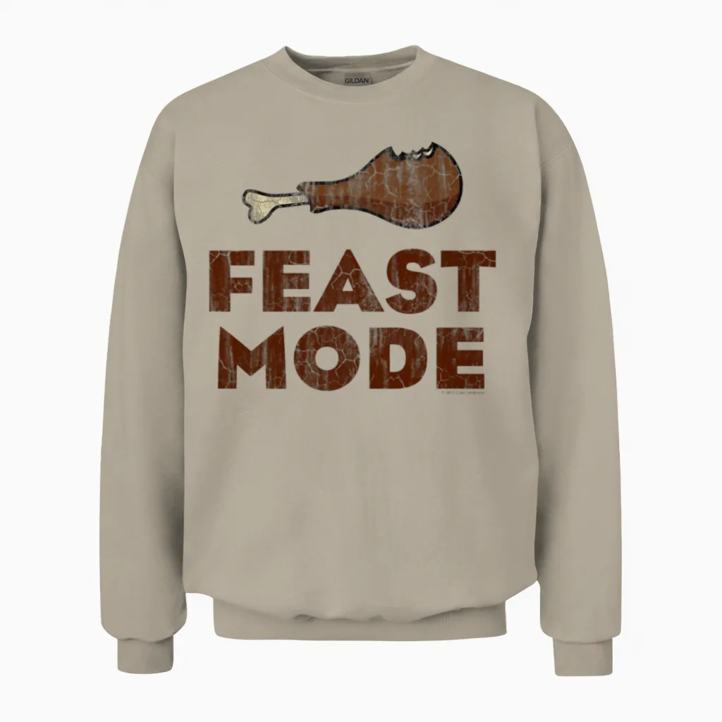Feast Mode Funny Thanksgiving Unisex Sweatshirt in Sand