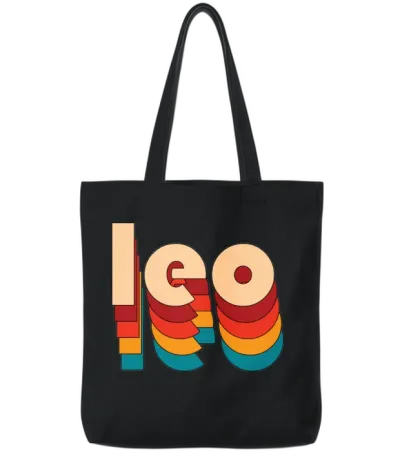 Retro Leo Name Tote Bags - Black