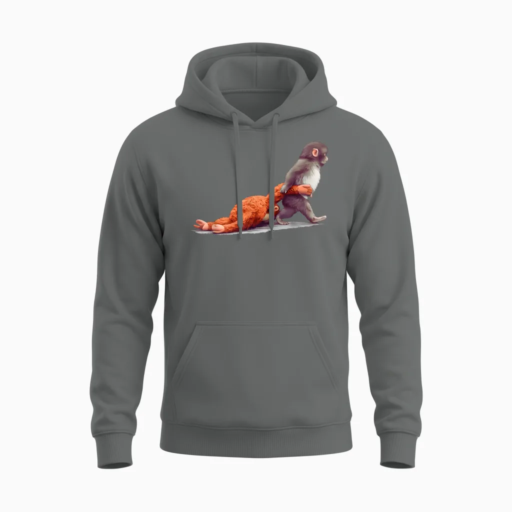 Monkey Punch Baby Graphic Little Punch Big Love Unisex Hoodie in Graphite Heather