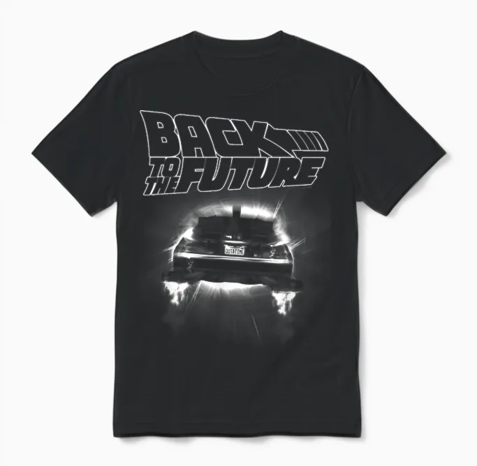 Back to the Future Delorean Fliegt Davon Unisex T-Shirt in Black