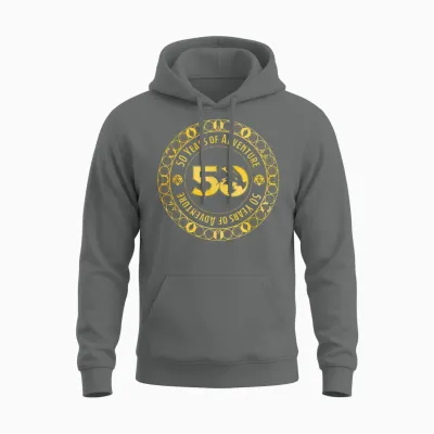 Dungeons & Dragons 50 Years of Adventure Gold Badge T-Shirt, Black, S Unisex Hoodie - Graphite Heather