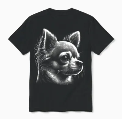 Cute Chihuahua - Head Portrait in Drawing Style T-Shirt, Black Unisex T-Shirt - Black