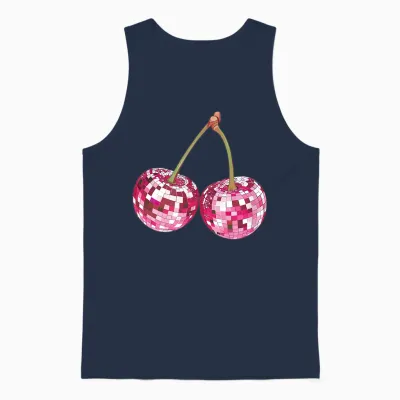 ästhetischer Trendiger Y2k-Disco-Kugel Mit Kirsche, Für Damen, Girly Unisex Tank Top - Navy