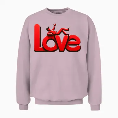 3d Love Typography with Creative Design Unisex Sweatshirt - Light Pink