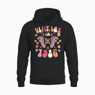 40 Years Vintage Woman Birthday 1986 Unisex Hoodie - Black