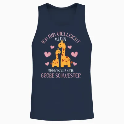 Ich Bin Bald Eine Große Schwester 2026 Giraffe Girls' Unisex Tank Top - Navy