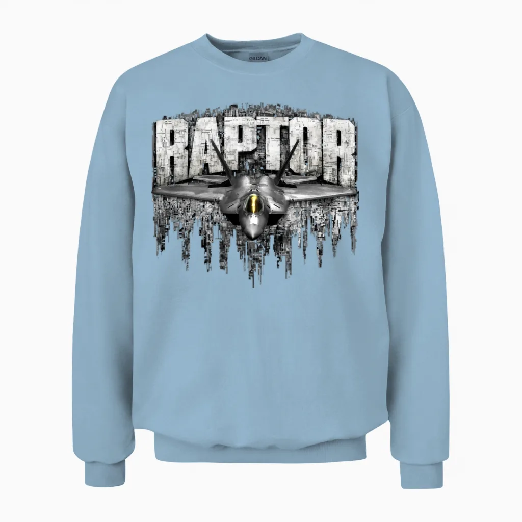 F-22 Raptor Unisex Sweatshirt in Light Blue
