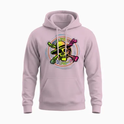 Kinder One Piece Anime Strohhut Piraten Farbe Logo Kanji Unisex Hoodie - Light Pink