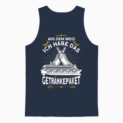 T-Shirt with German Text "aus Dem Weg Ich Habe Das Getränkepaket Kreuzfahrt" Unisex Tank Top - Navy