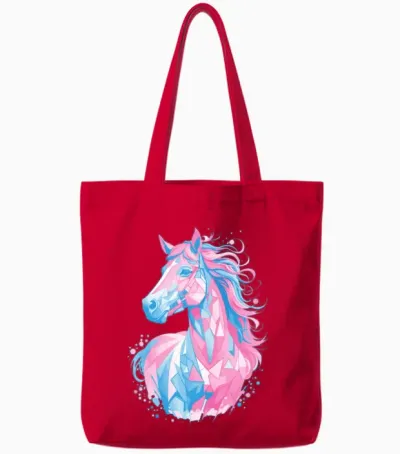 Sweet Horse Design - Colorful Horse Silhouette Tote Bags - Red