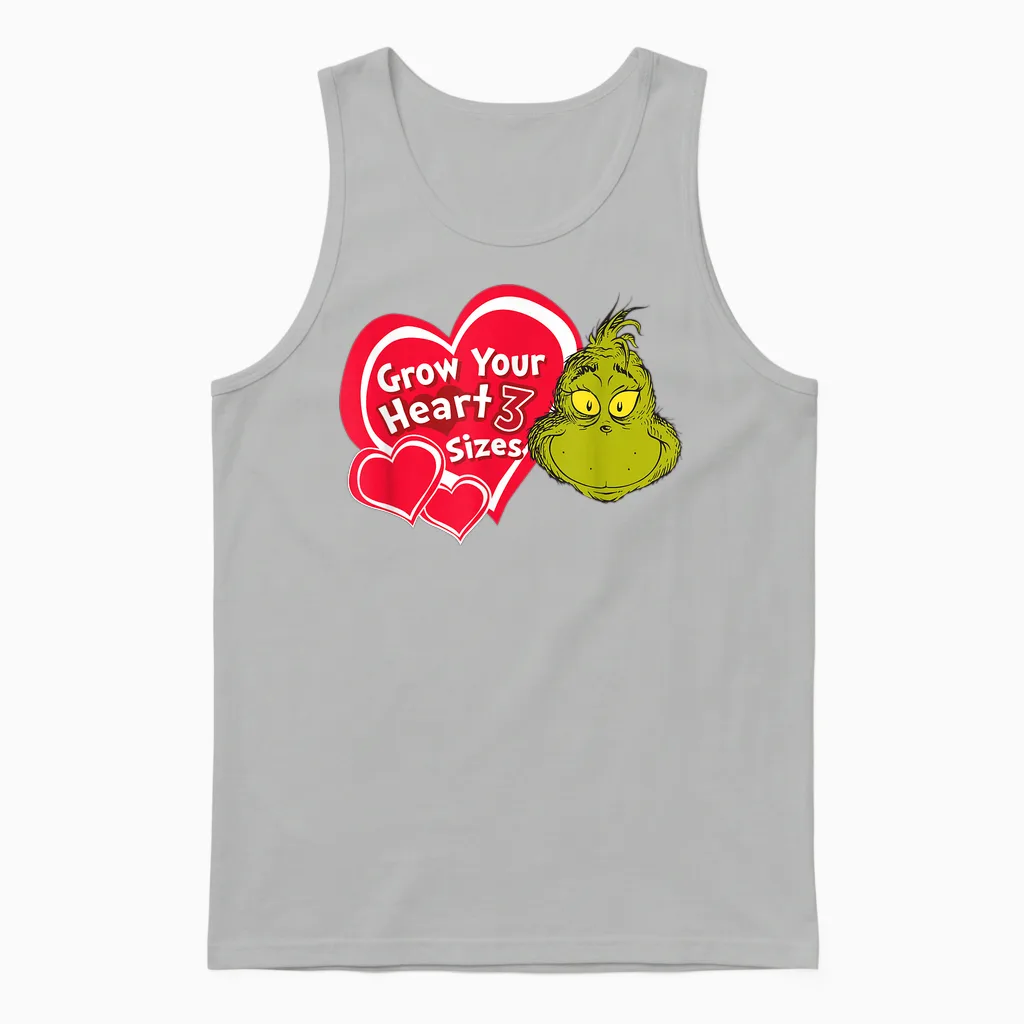Dr. Seuss Grinch Grow Your Heart Unisex Tank Top in Ash