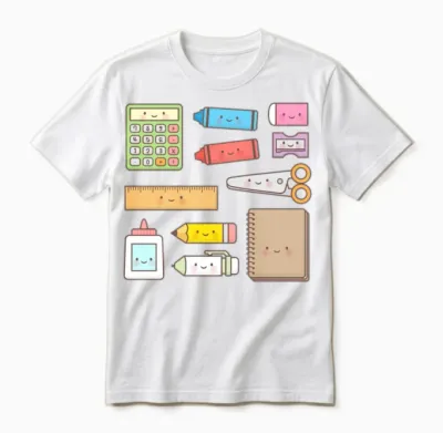 Kawaii School Supplies Unisex T-Shirt - White