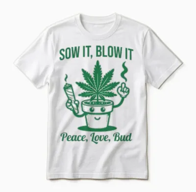 Weed Farmer.funny Retro Cannabis Illustration Unisex T-Shirt - White