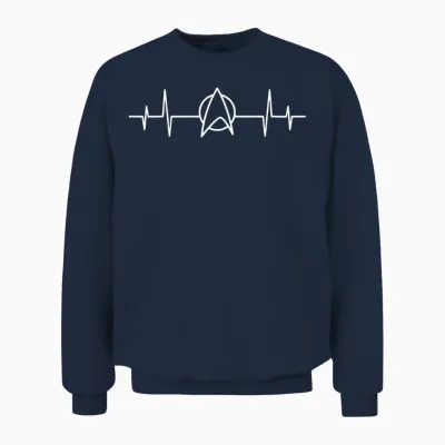 Heart Beat Trek Star Logo Enterprise Discovery Uss Unisex Sweatshirt - Navy