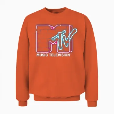 Mtv Logo Luminous Sign Wall Decor Pink Blue Lights Mtv Unisex Sweatshirt - Orange
