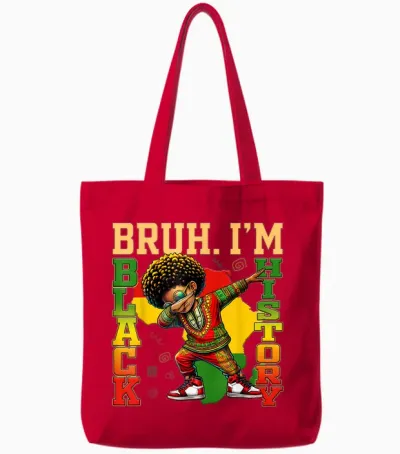 I Am Black History Dabbing Afro Men Boy Black History Month Tote Bags - Red