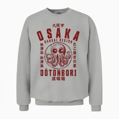Osaka Dotonbori Japanese Takoyaki Octopus Japan T-Shirt, White, S Unisex Sweatshirt - Ash