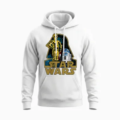 Star Wars C-3po R2-D2 Droids of Vader's Shadow Badge Unisex Hoodie - White