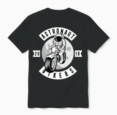 Funny Astronaut Biker Unisex T-Shirt - Black