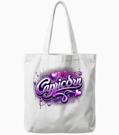 Zodiac Sign Capricorn Pink and Purple Tote Bags - White