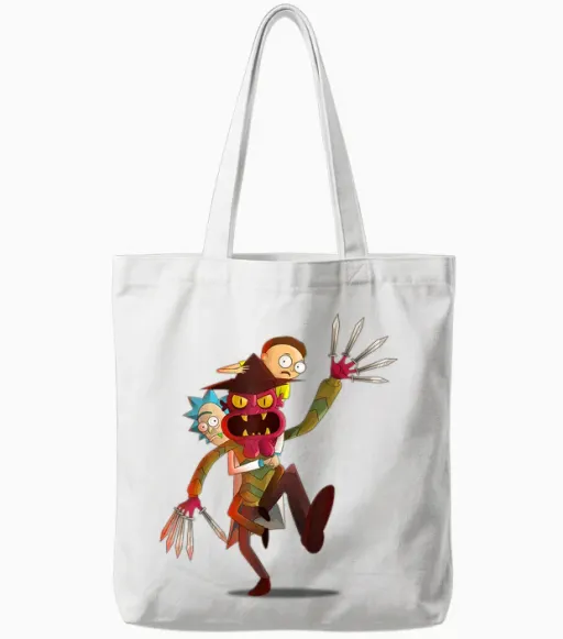 Mademark X Rick and Morty - Rick and Morty Shirt a Nightmare on Scary Street Tote Bags in White