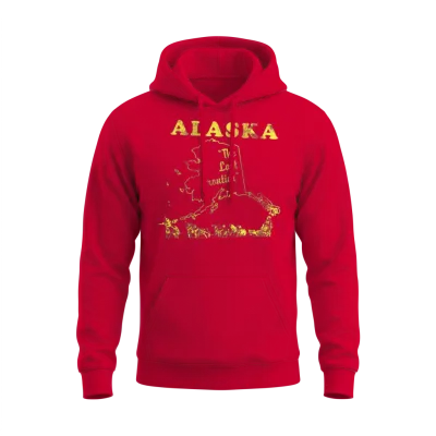 Alaska the Last Frontier Vintage Unisex Hoodie - Red