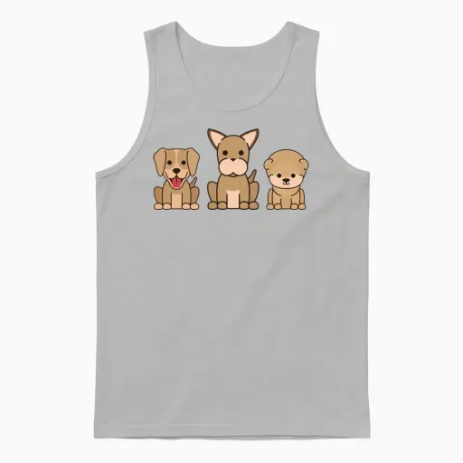 Three Little Dog , Dog Lover ,cute Dog Unisex Tank Top in Ash