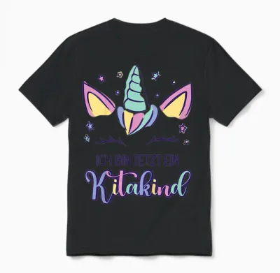 Kinder Kindergarten Ich Komme Einhorn Ich Bin Jetzt Ein Kita Kind Unisex T-Shirt - Black