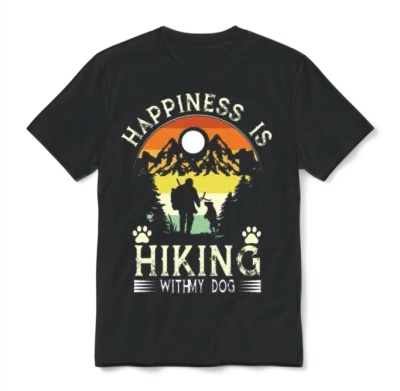 Hiking with Dog Unisex T-Shirt - Black